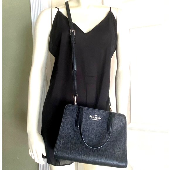 Kate Spade ROWE sml-med black leather‎ SATCHEL +shoulder crossbody (no tassel) - Picture 1 of 13